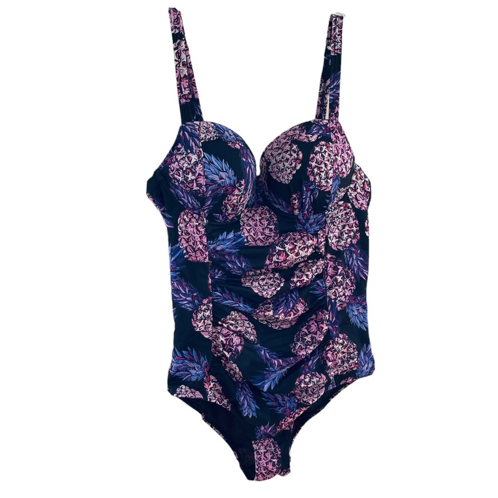 Torrid Women’s Pineapple Push-Up Demi One Piece Swimsuit Size 0R (12) Ruched